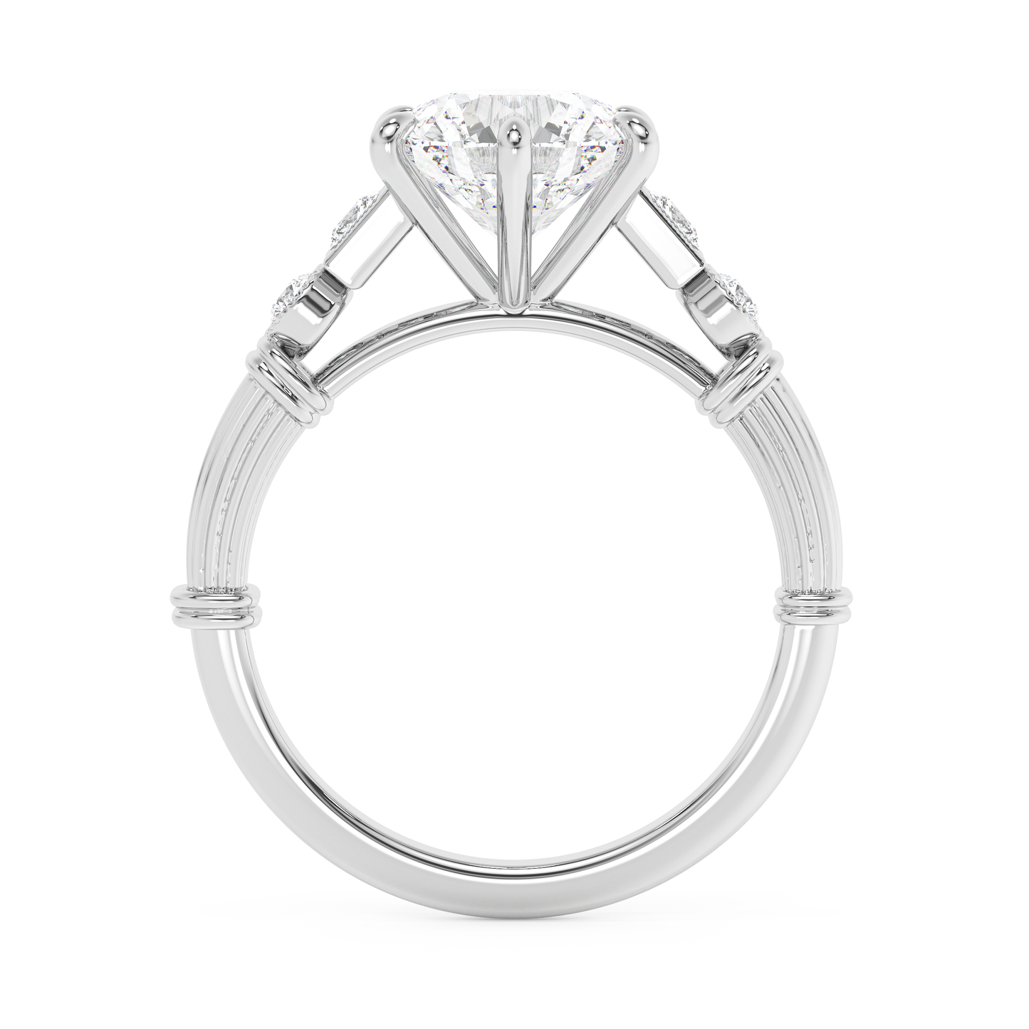 Emerald Solitaire Lab Grown Diamond Engagement Ring