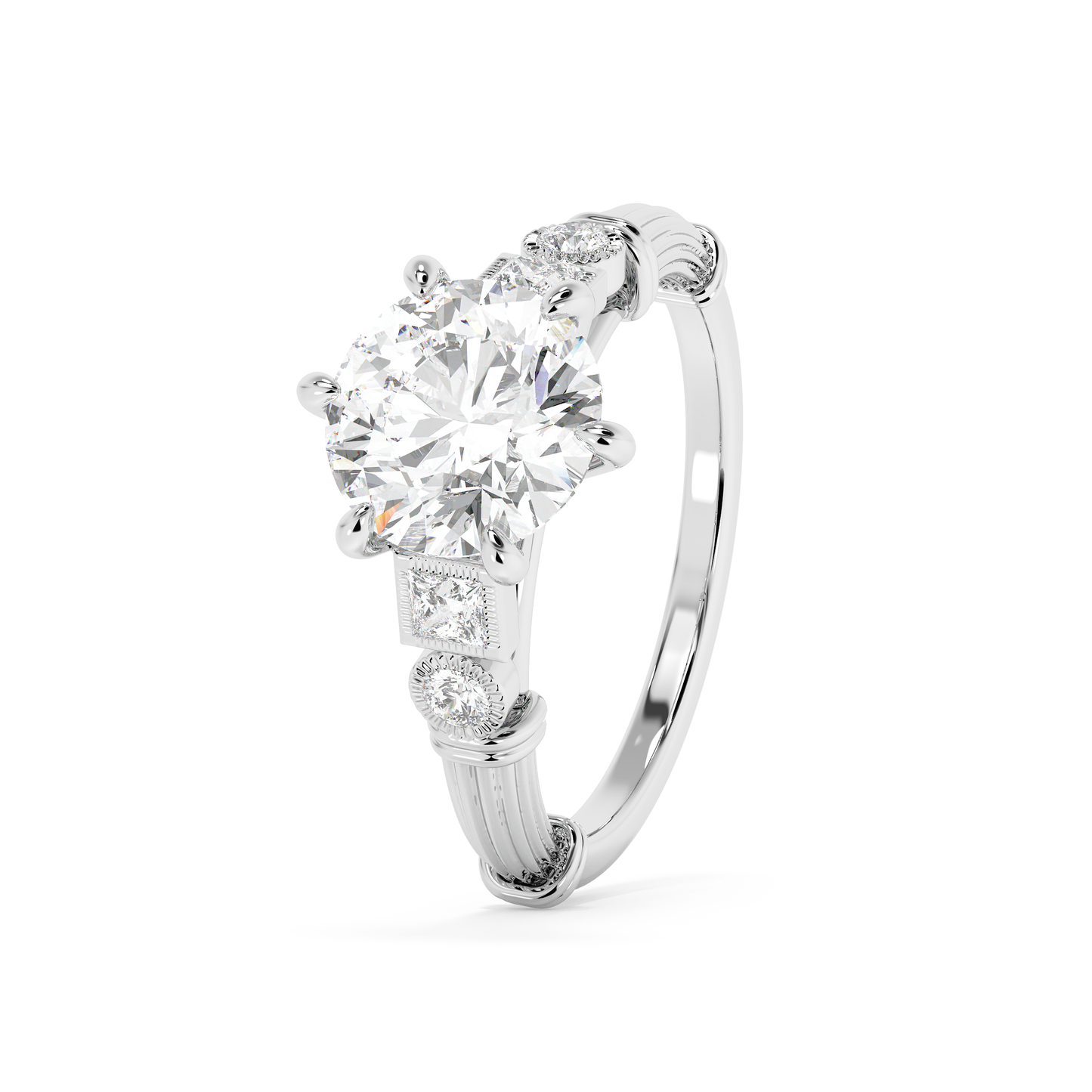 Emerald Solitaire Lab Grown Diamond Engagement Ring