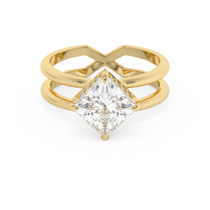 Emerald Solitaire Lab Grown Diamond Engagement Ring