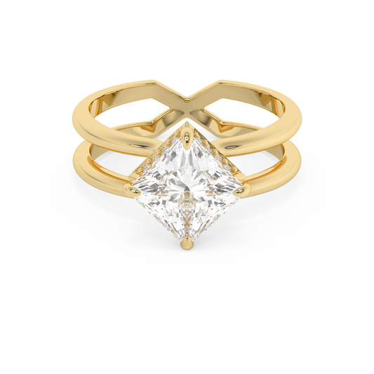 Emerald Solitaire Lab Grown Diamond Engagement Ring