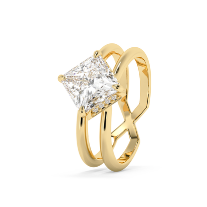 Emerald Solitaire Lab Grown Diamond Engagement Ring