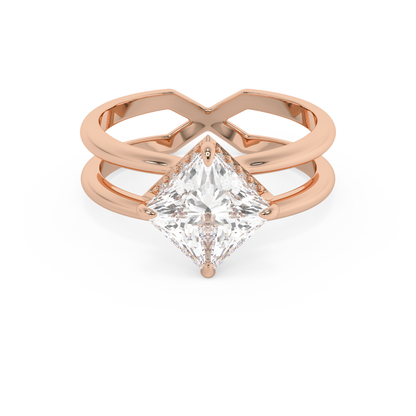 Emerald Solitaire Lab Grown Diamond Engagement Ring