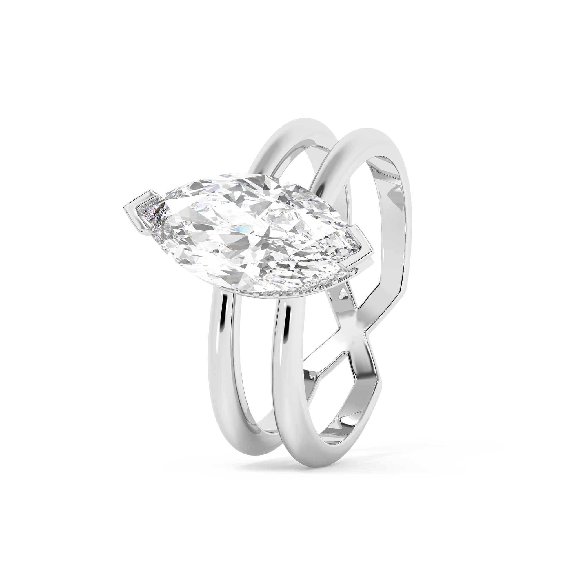 Emerald Solitaire Lab Grown Diamond Engagement Ring