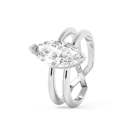 Emerald Solitaire Lab Grown Diamond Engagement Ring