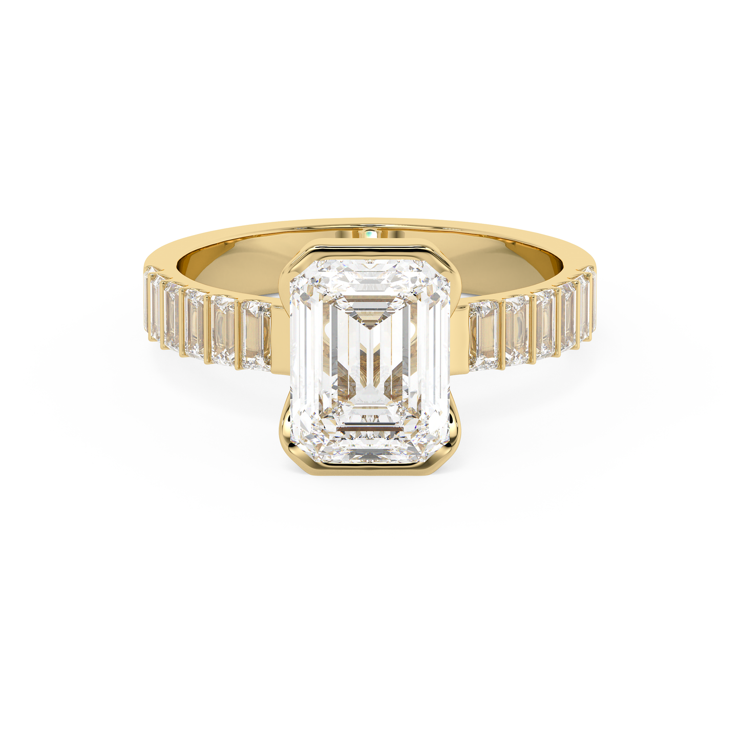 Emerald Solitaire Lab Grown Diamond Engagement Ring