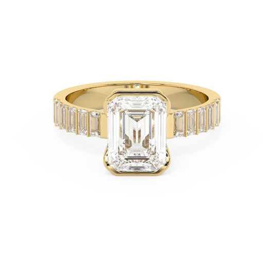 Emerald Solitaire Lab Grown Diamond Engagement Ring