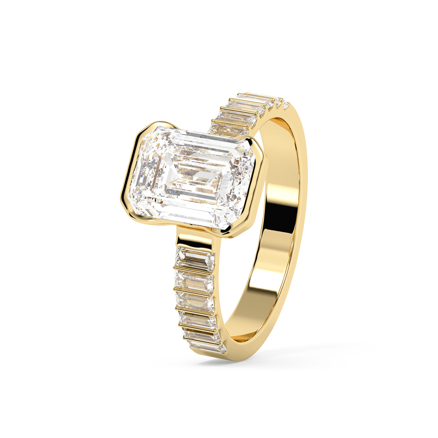 Emerald Solitaire Lab Grown Diamond Engagement Ring