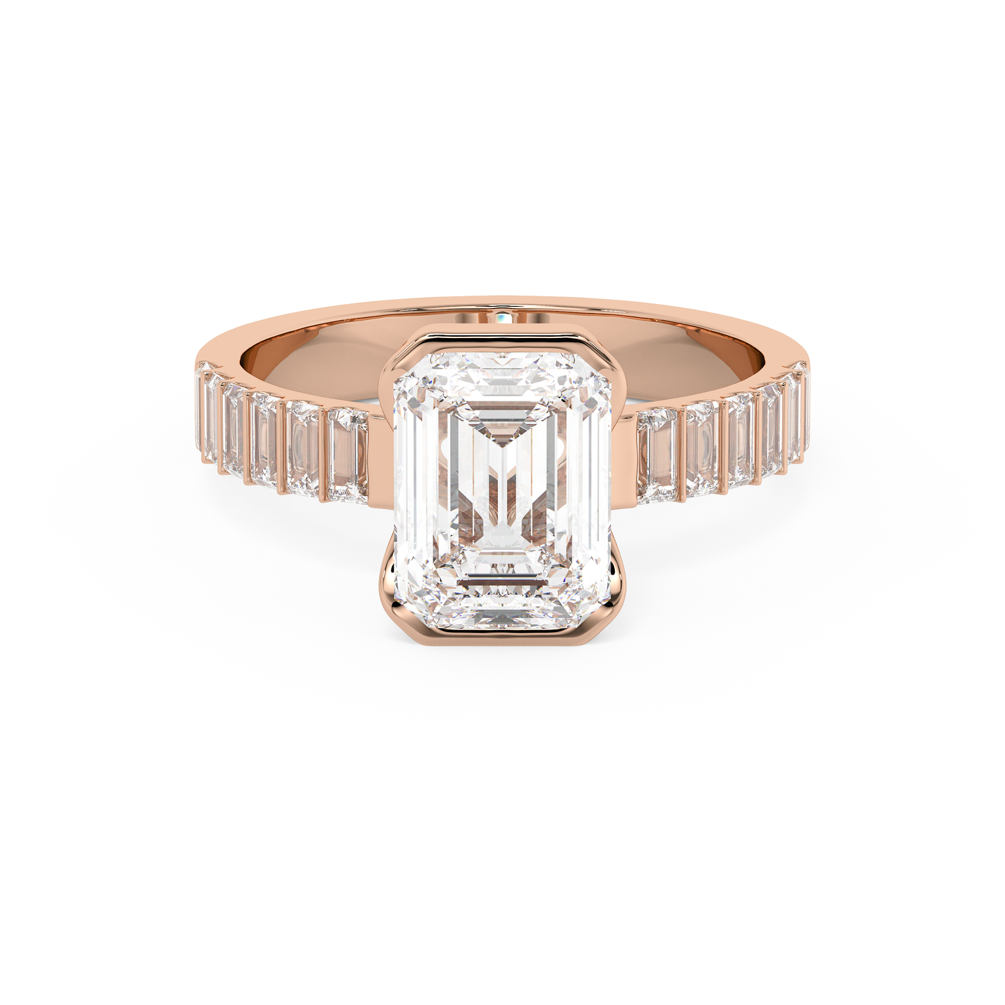Emerald Solitaire Lab Grown Diamond Engagement Ring