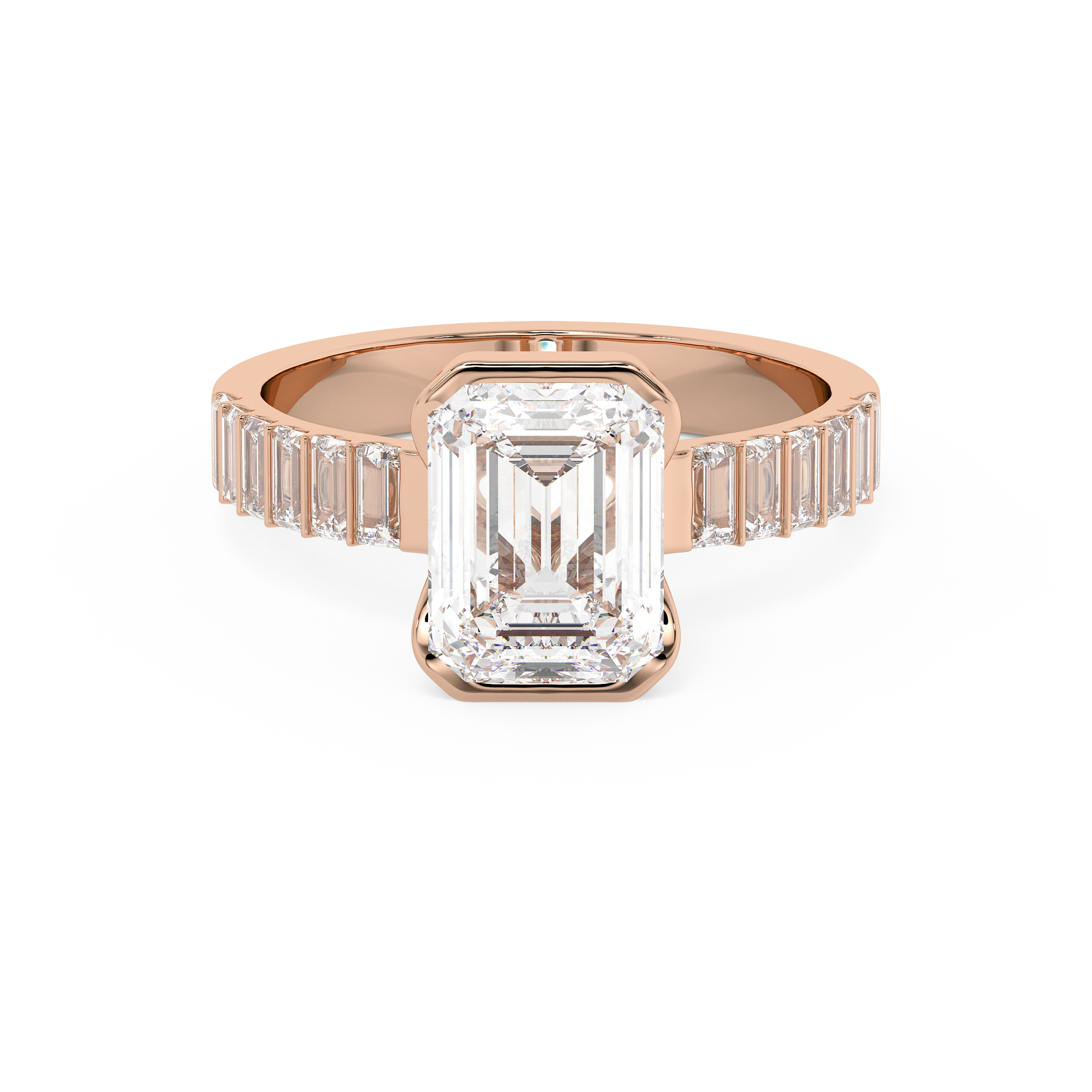 Emerald Solitaire Lab Grown Diamond Engagement Ring