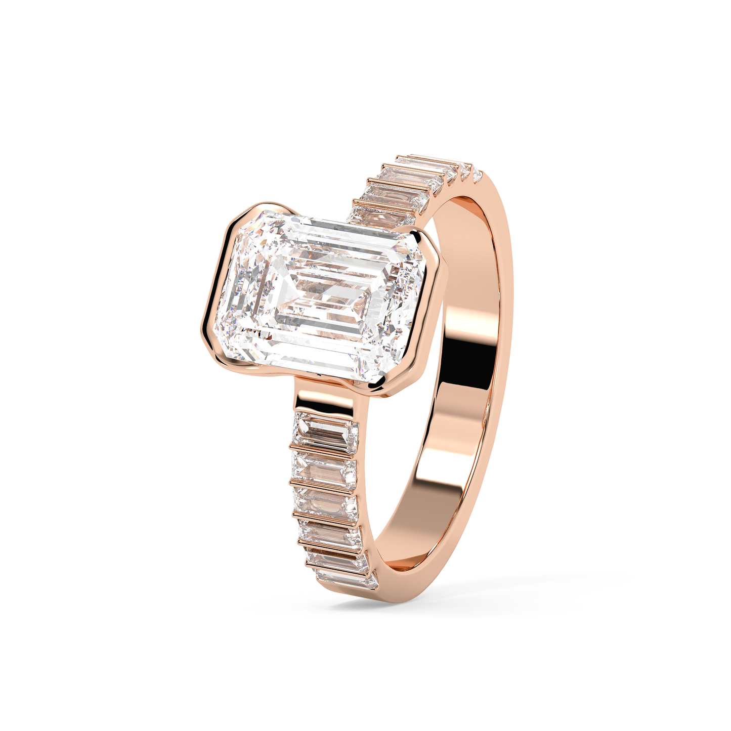 Emerald Solitaire Lab Grown Diamond Engagement Ring