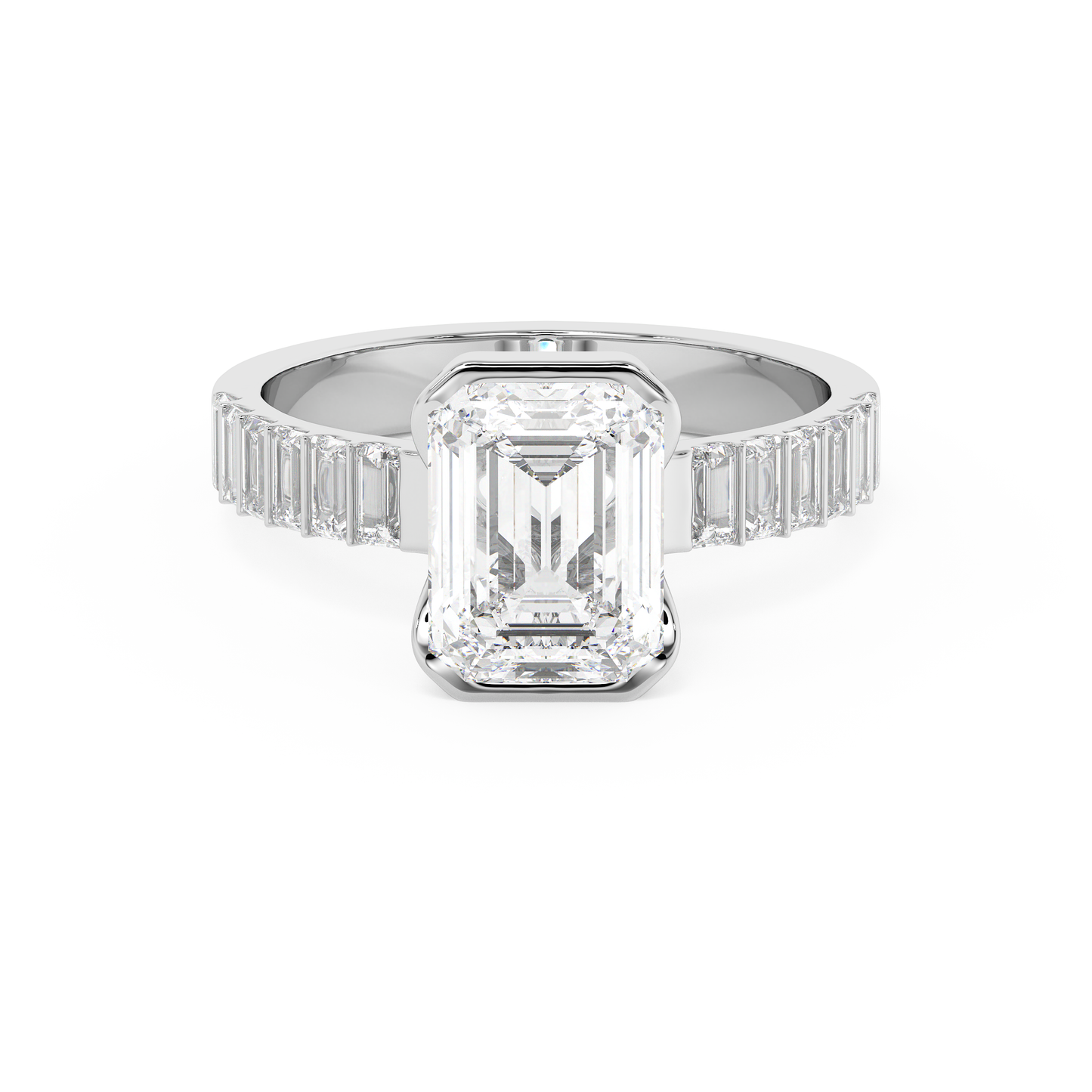 Emerald Solitaire Lab Grown Diamond Engagement Ring