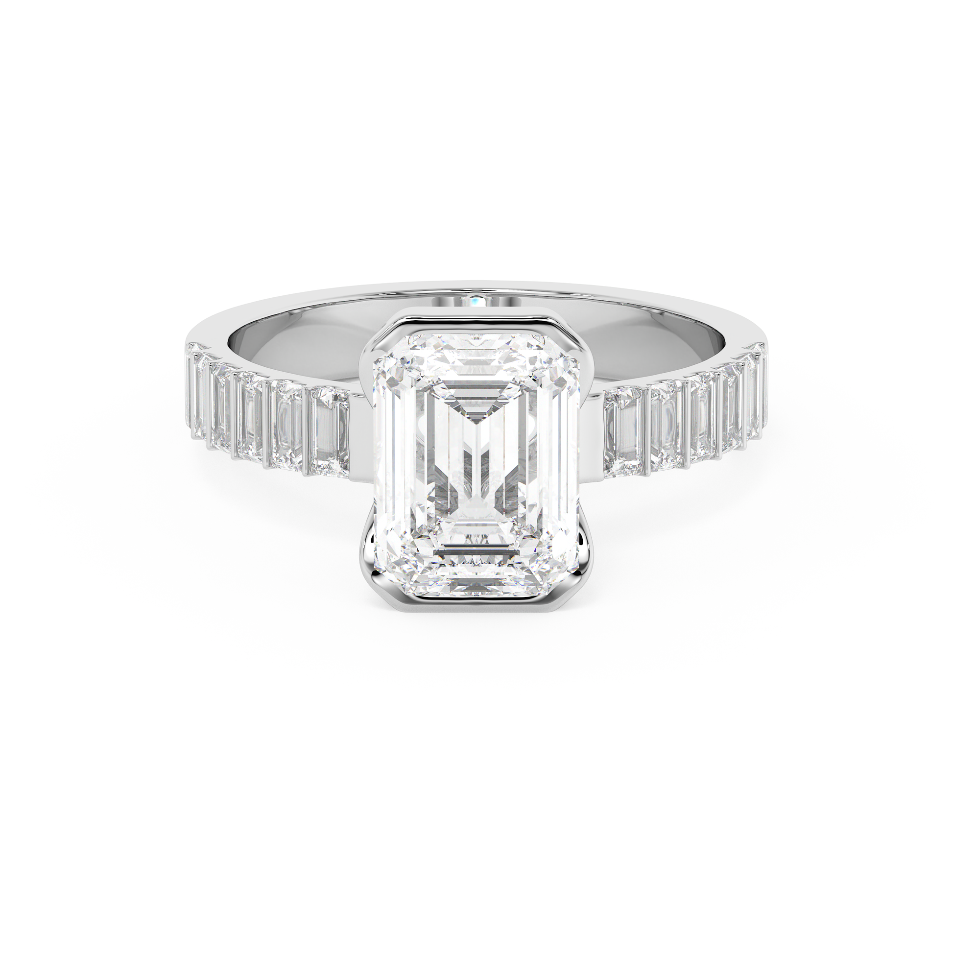 Emerald Solitaire Lab Grown Diamond Engagement Ring