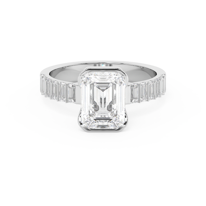 Emerald Solitaire Lab Grown Diamond Engagement Ring