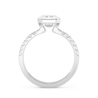 Emerald Solitaire Lab Grown Diamond Engagement Ring
