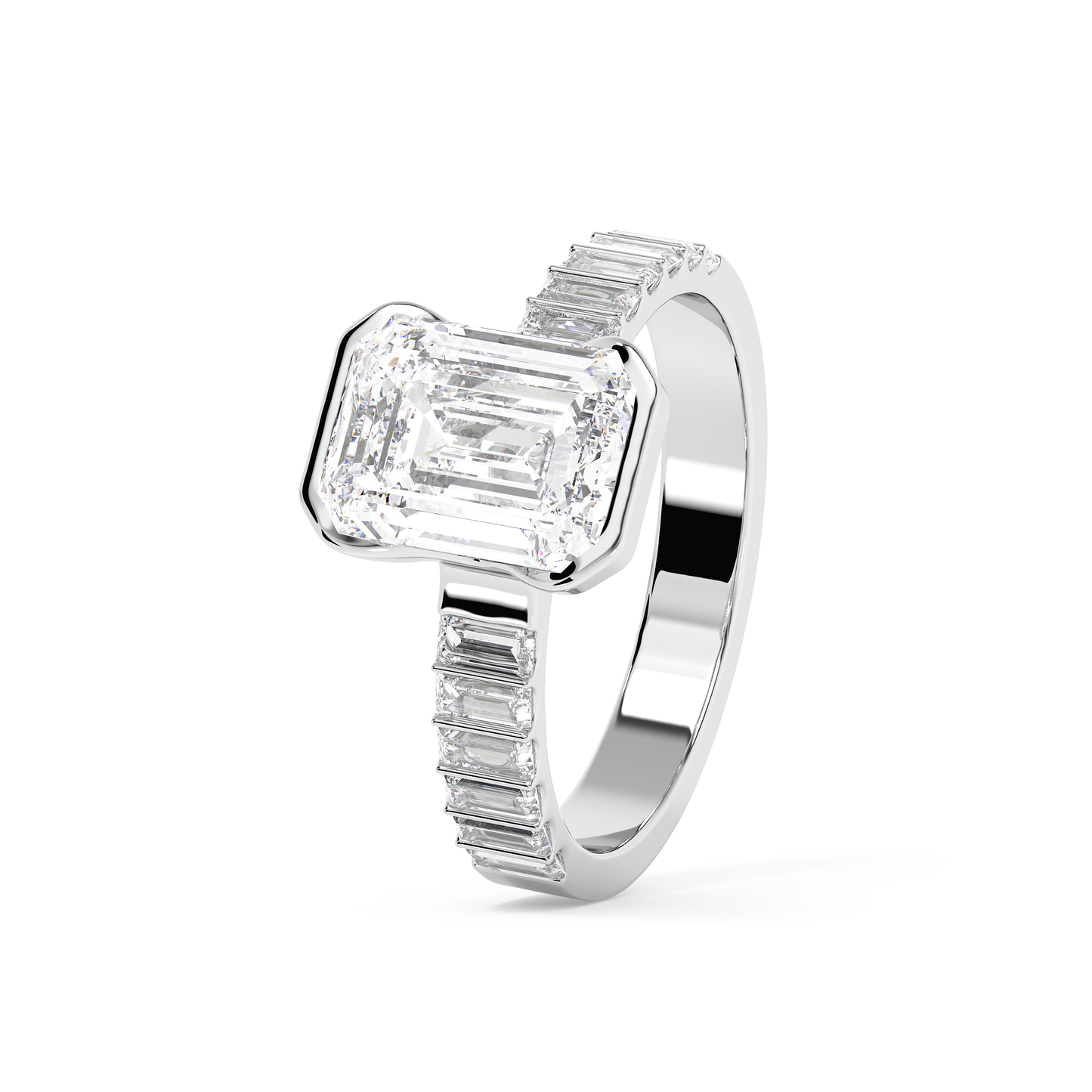 Emerald Solitaire Lab Grown Diamond Engagement Ring