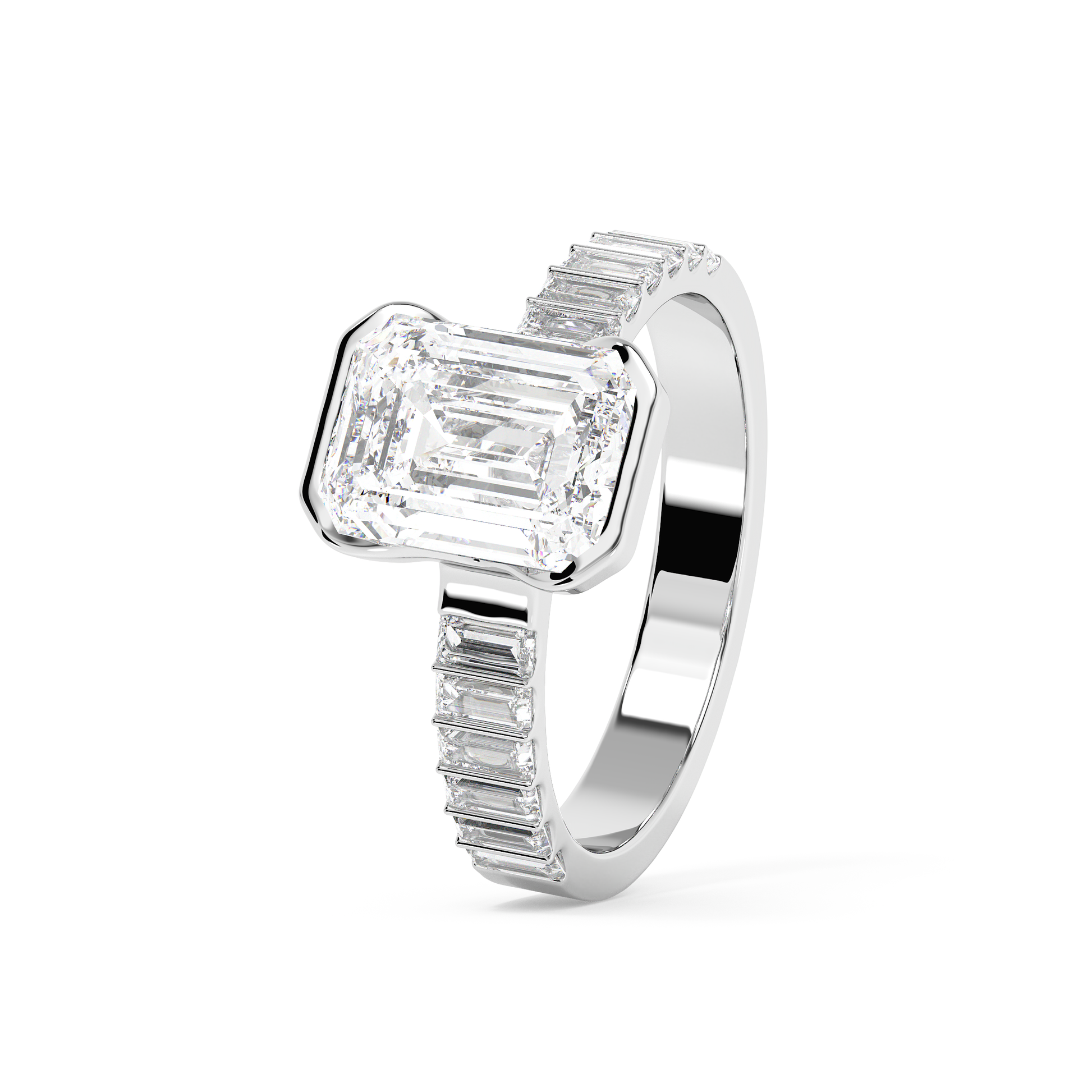 Emerald Solitaire Lab Grown Diamond Engagement Ring