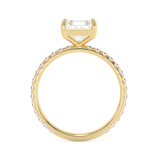 Emerald Solitaire Lab Grown Diamond Engagement Ring