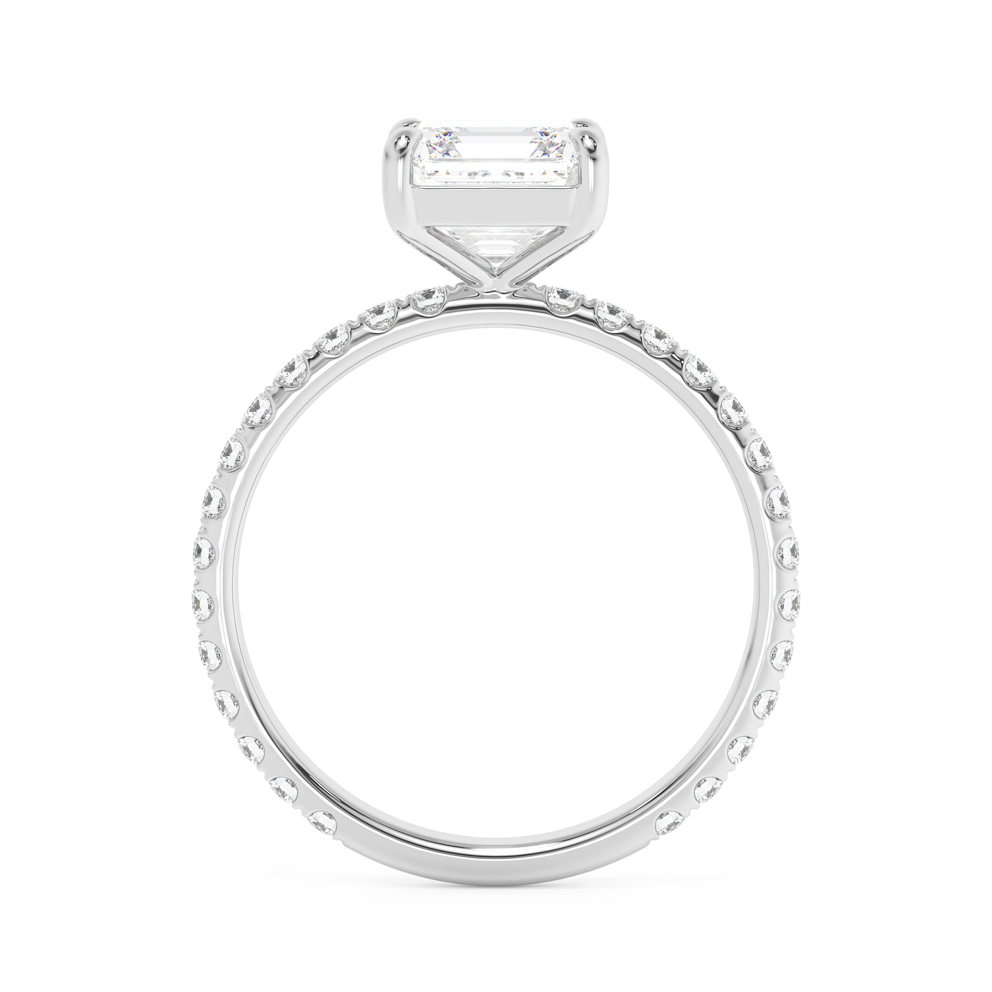 Emerald Solitaire Lab Grown Diamond Engagement Ring