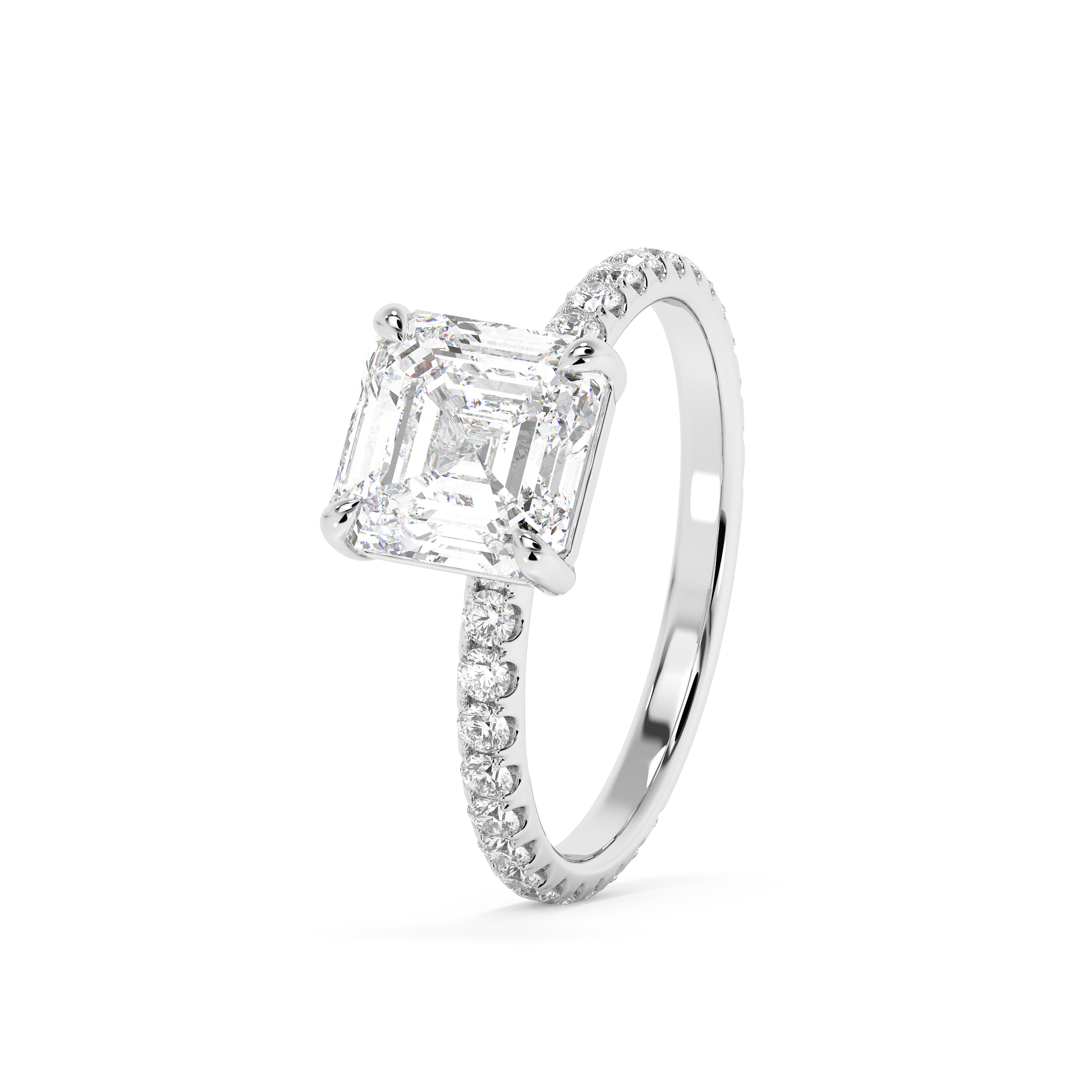 Emerald Solitaire Lab Grown Diamond Engagement Ring