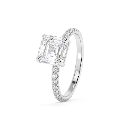 Emerald Solitaire Lab Grown Diamond Engagement Ring