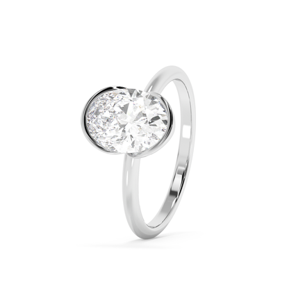 Emerald Solitaire Lab Grown Diamond Engagement Ring