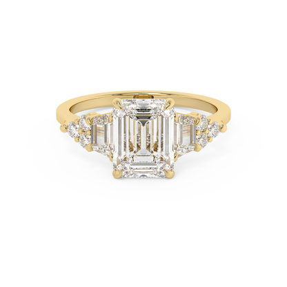Emerald Solitaire Lab Grown Diamond Engagement Ring