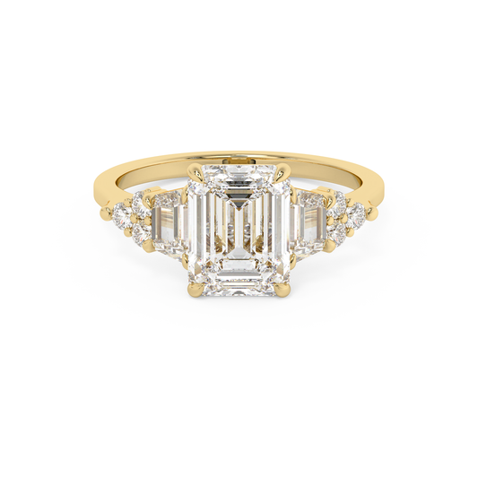 Emerald Solitaire Lab Grown Diamond Engagement Ring