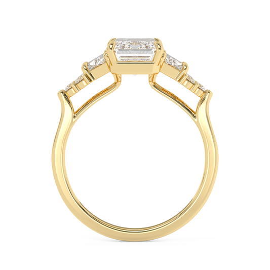 Emerald Solitaire Lab Grown Diamond Engagement Ring