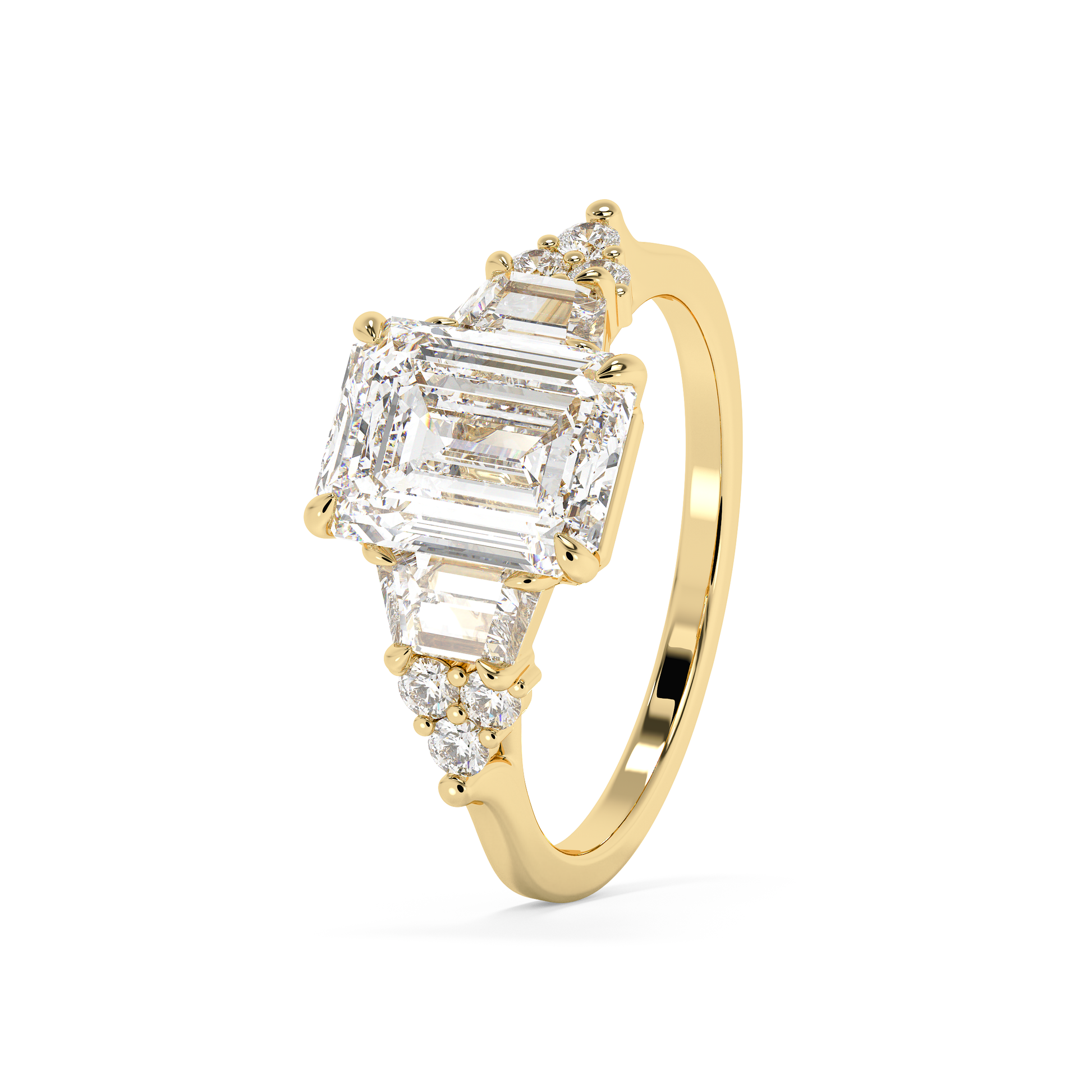 Emerald Solitaire Lab Grown Diamond Engagement Ring