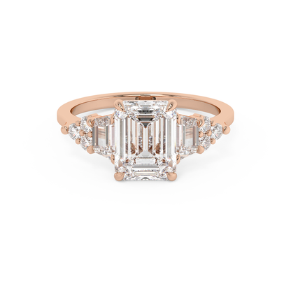 Emerald Solitaire Lab Grown Diamond Engagement Ring