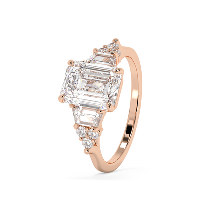 Emerald Solitaire Lab Grown Diamond Engagement Ring