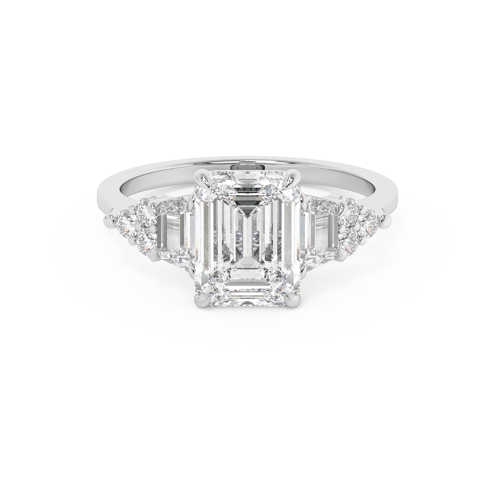 Emerald Solitaire Lab Grown Diamond Engagement Ring