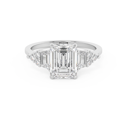 Emerald Solitaire Lab Grown Diamond Engagement Ring