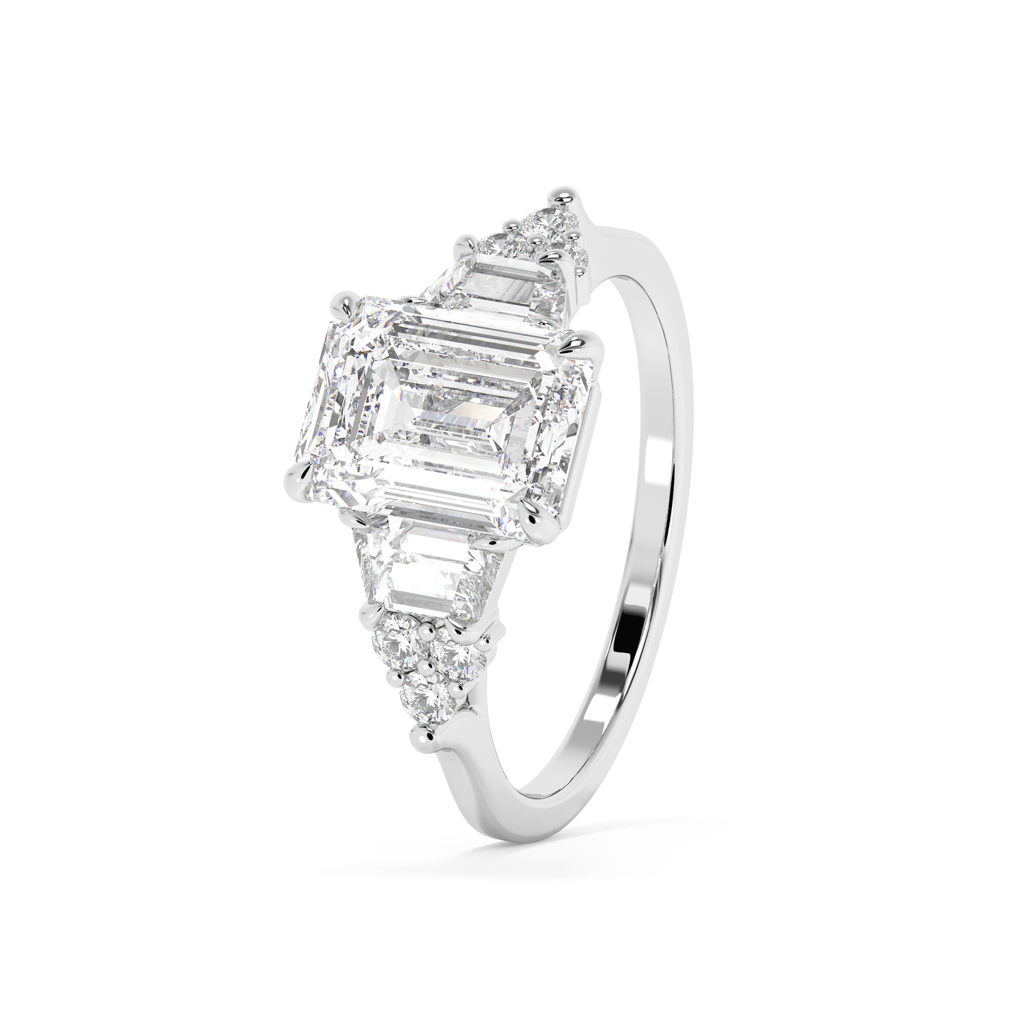 Emerald Solitaire Lab Grown Diamond Engagement Ring