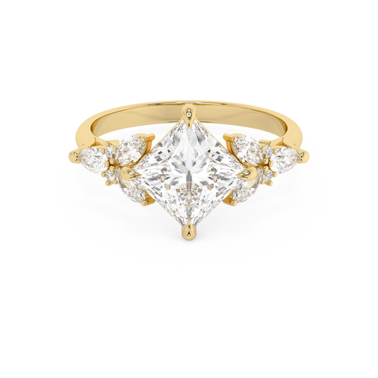 Emerald Solitaire Lab Grown Diamond Engagement Ring