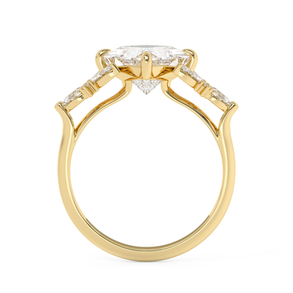 Emerald Solitaire Lab Grown Diamond Engagement Ring