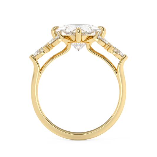 Emerald Solitaire Lab Grown Diamond Engagement Ring