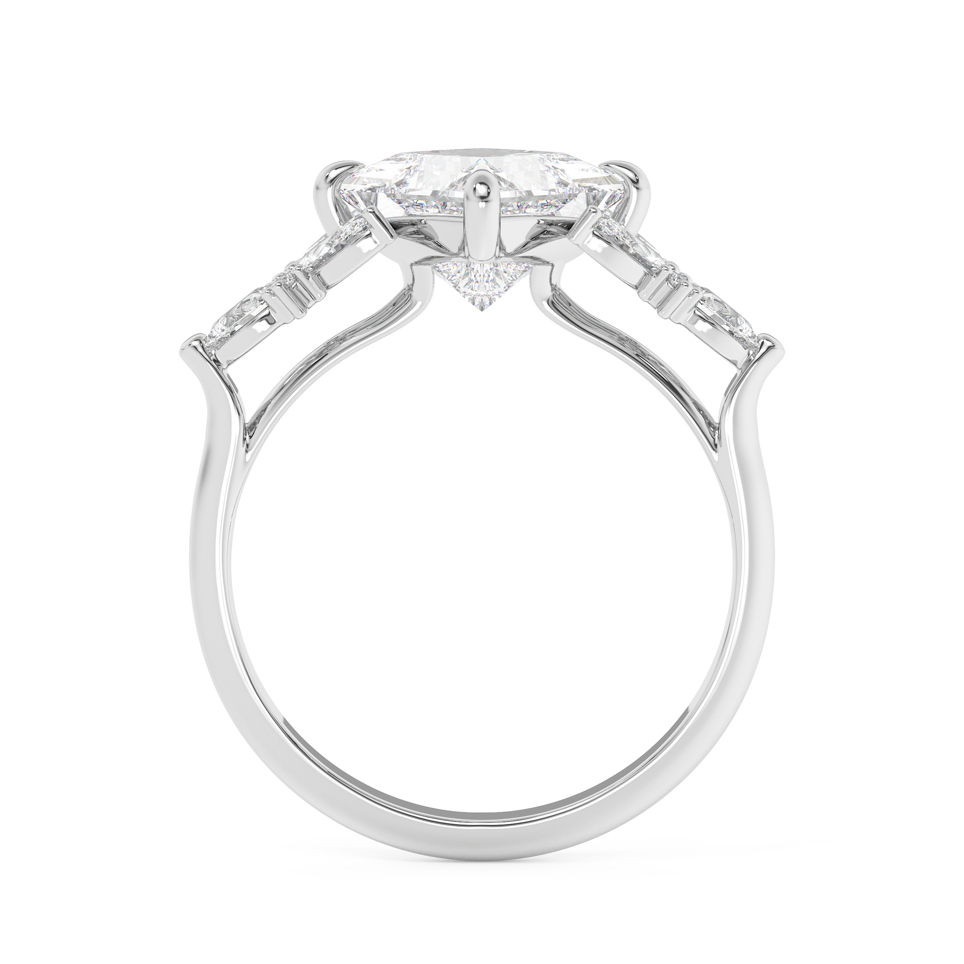 Emerald Solitaire Lab Grown Diamond Engagement Ring