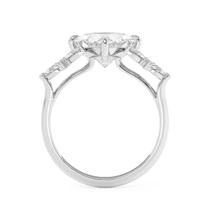 Emerald Solitaire Lab Grown Diamond Engagement Ring
