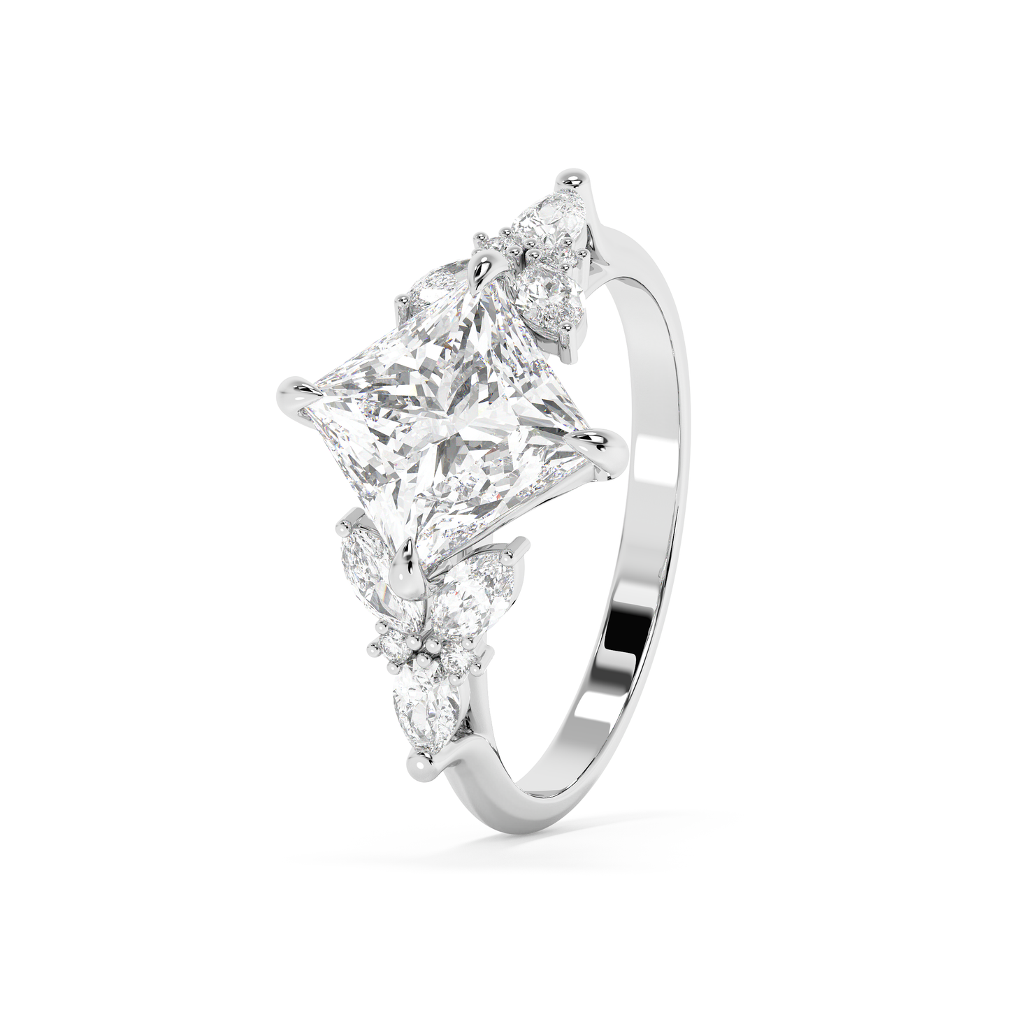 Emerald Solitaire Lab Grown Diamond Engagement Ring