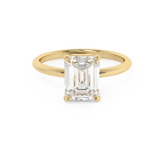 Emerald Solitaire Lab Grown Diamond Engagement Ring