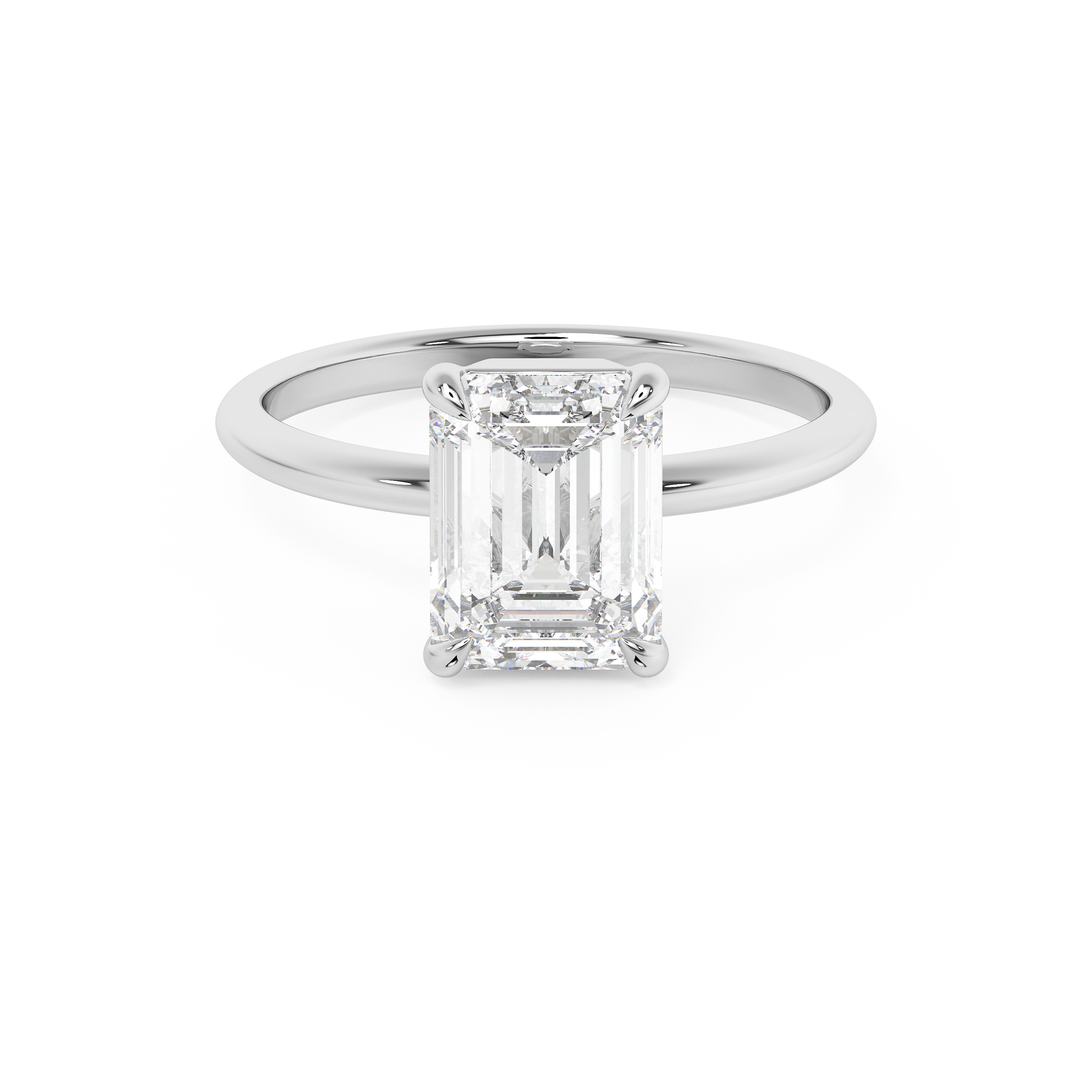 Emerald Solitaire Lab Grown Diamond Engagement Ring