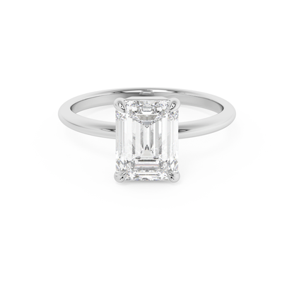 Emerald Solitaire Lab Grown Diamond Engagement Ring