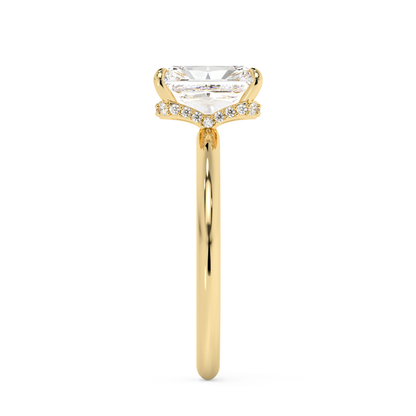 Emerald Solitaire Lab Grown Diamond Engagement Ring