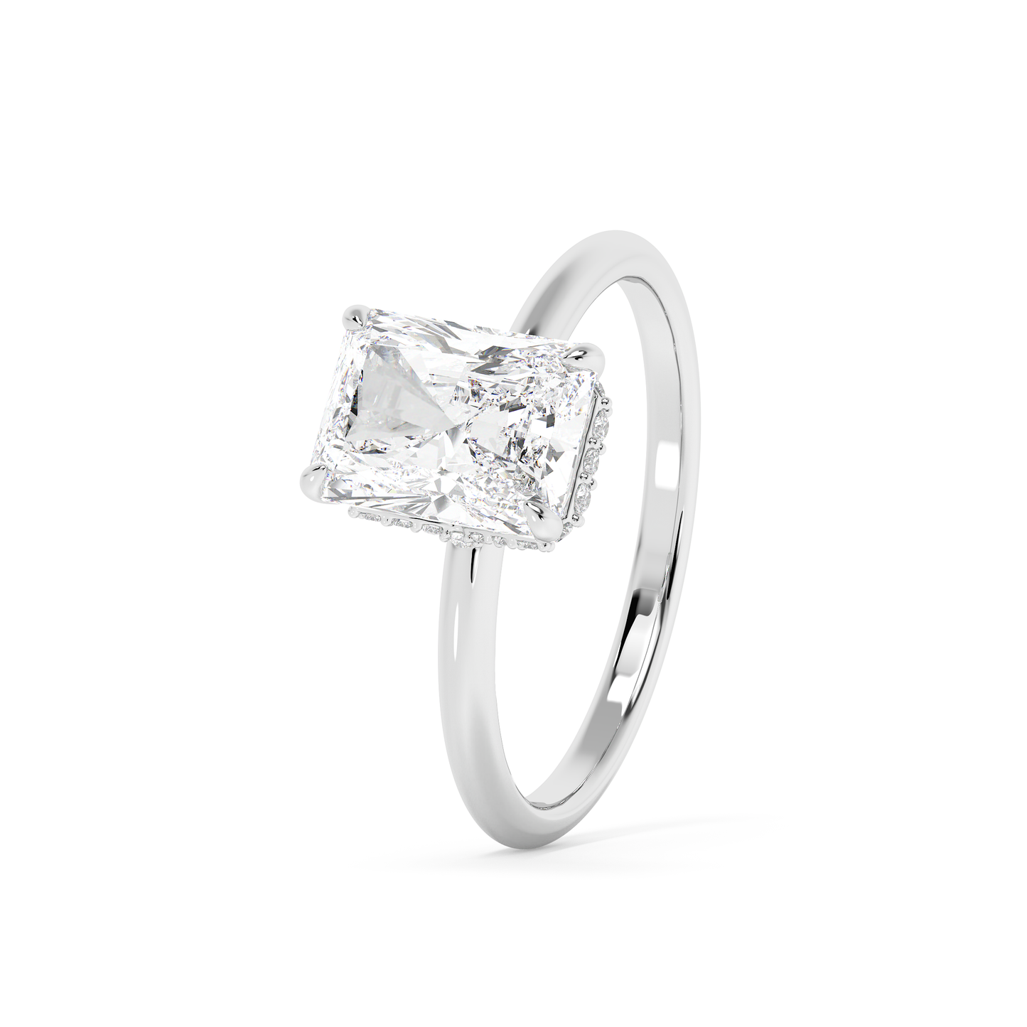 Emerald Solitaire Lab Grown Diamond Engagement Ring