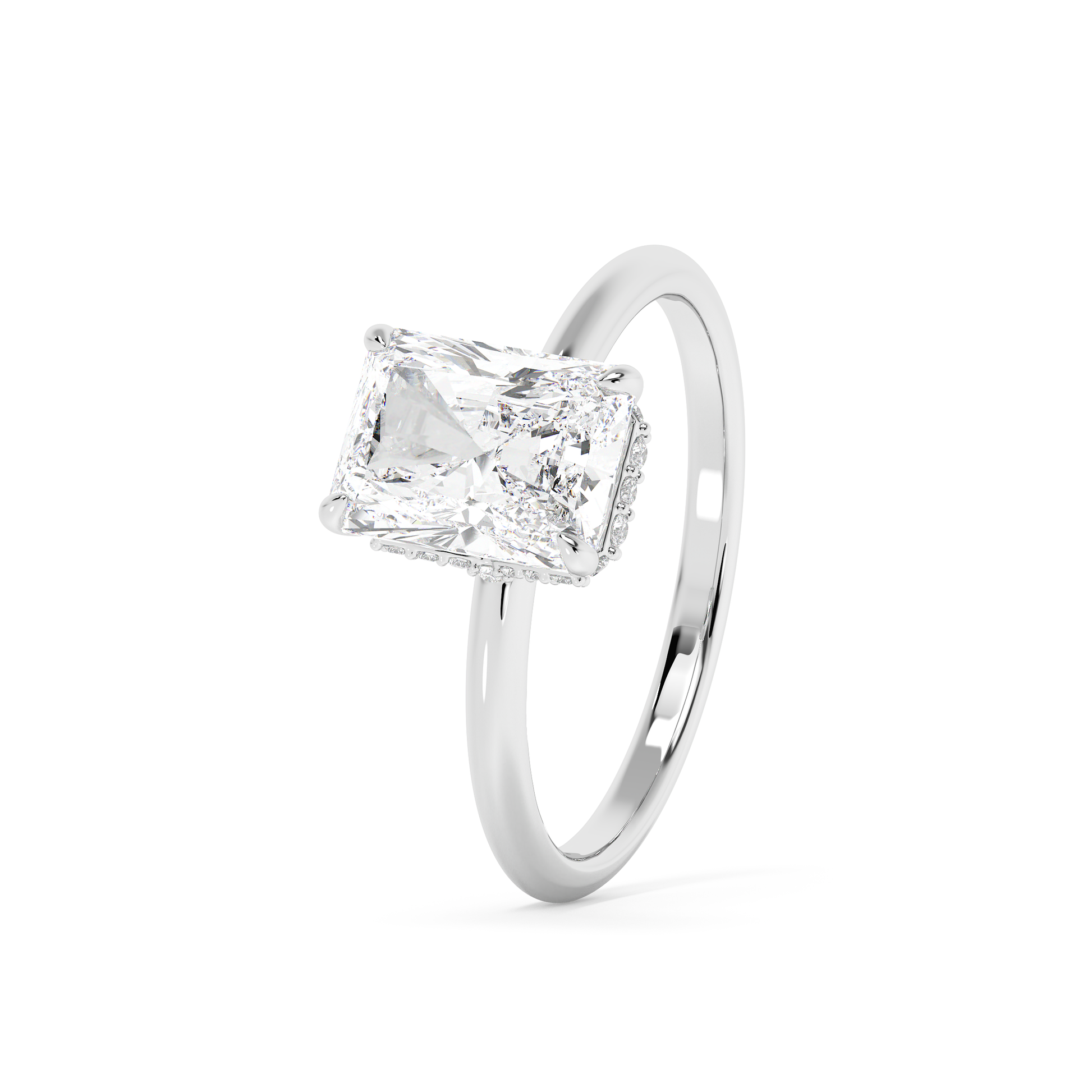 Emerald Solitaire Lab Grown Diamond Engagement Ring