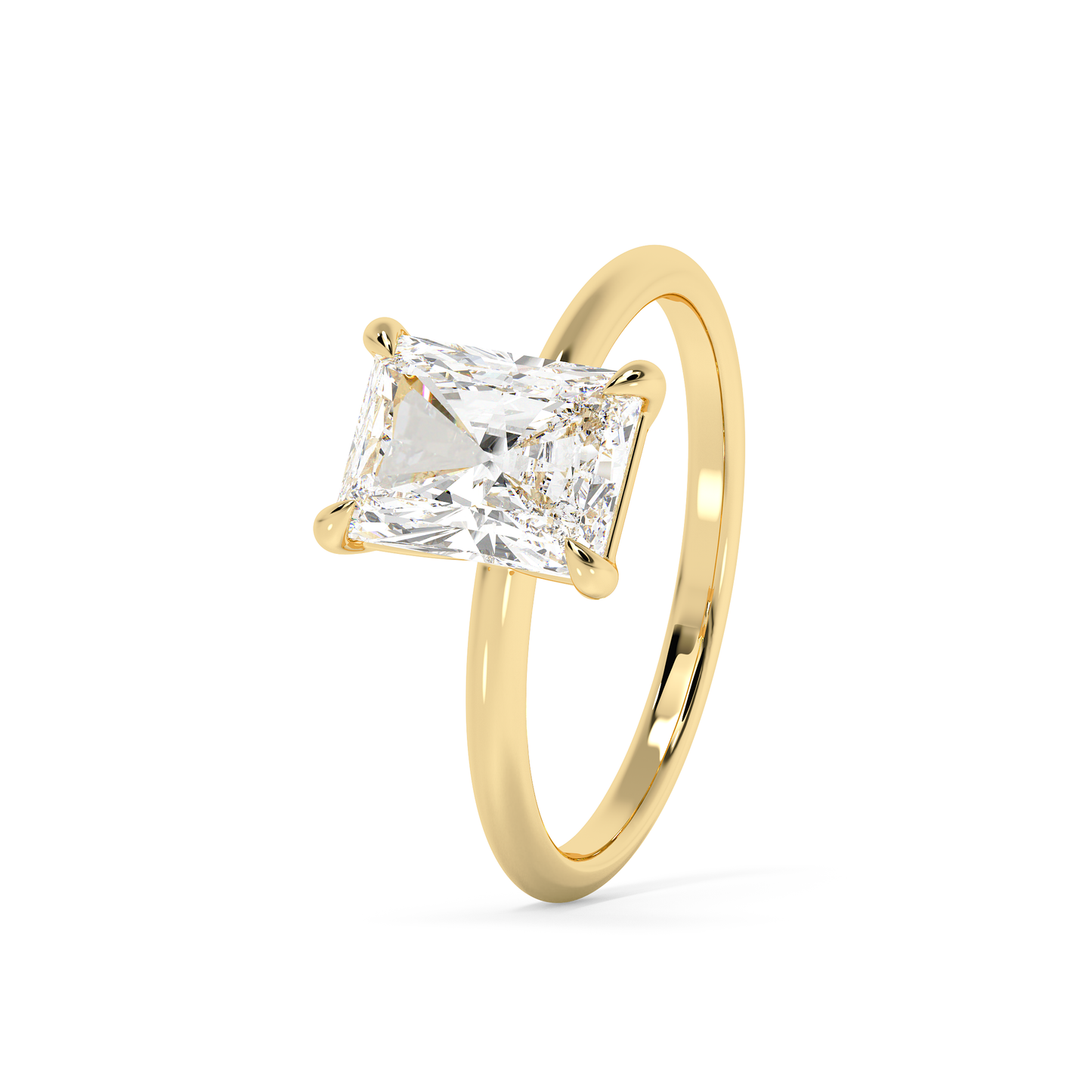Emerald Solitaire Lab Grown Diamond Engagement Ring