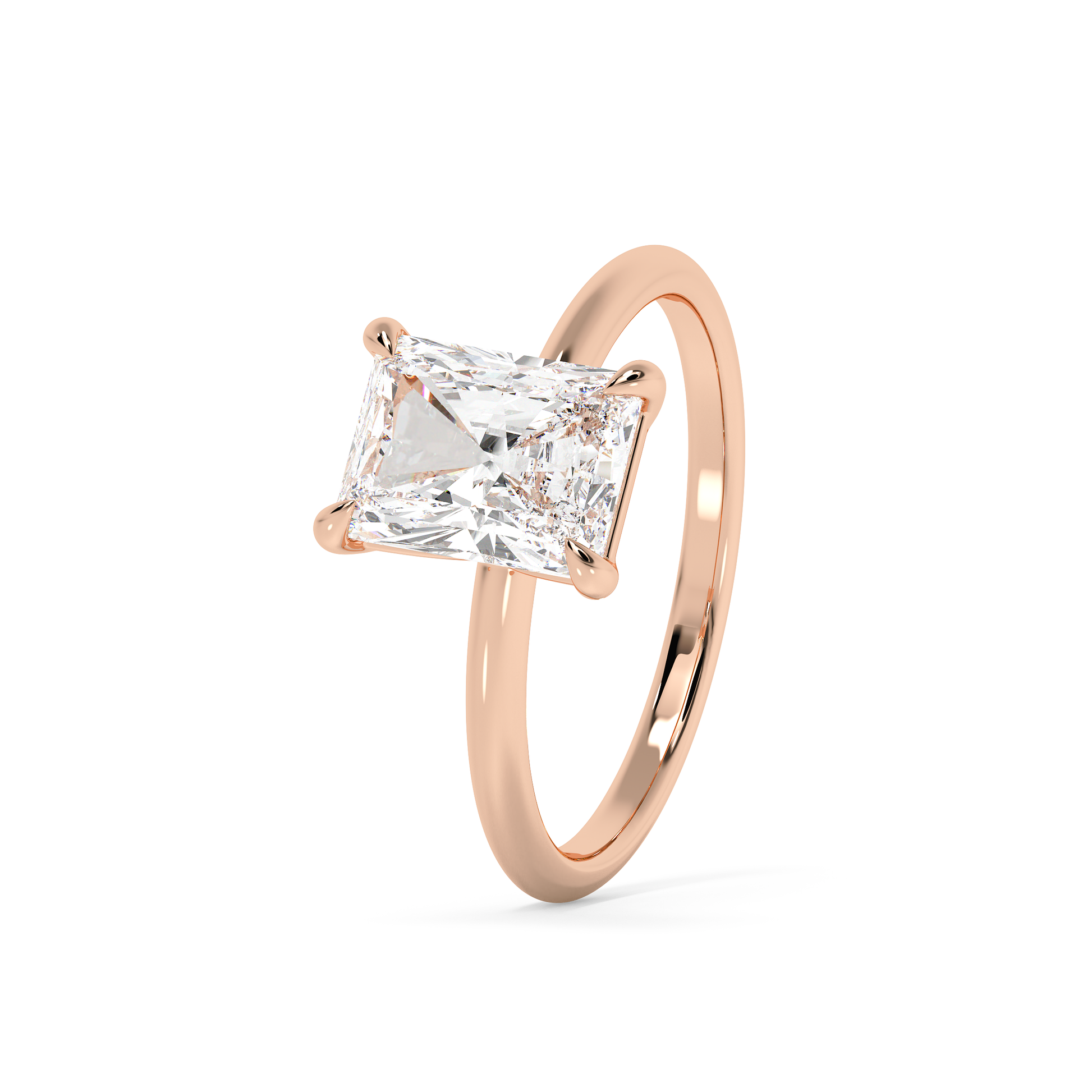 Emerald Solitaire Lab Grown Diamond Engagement Ring
