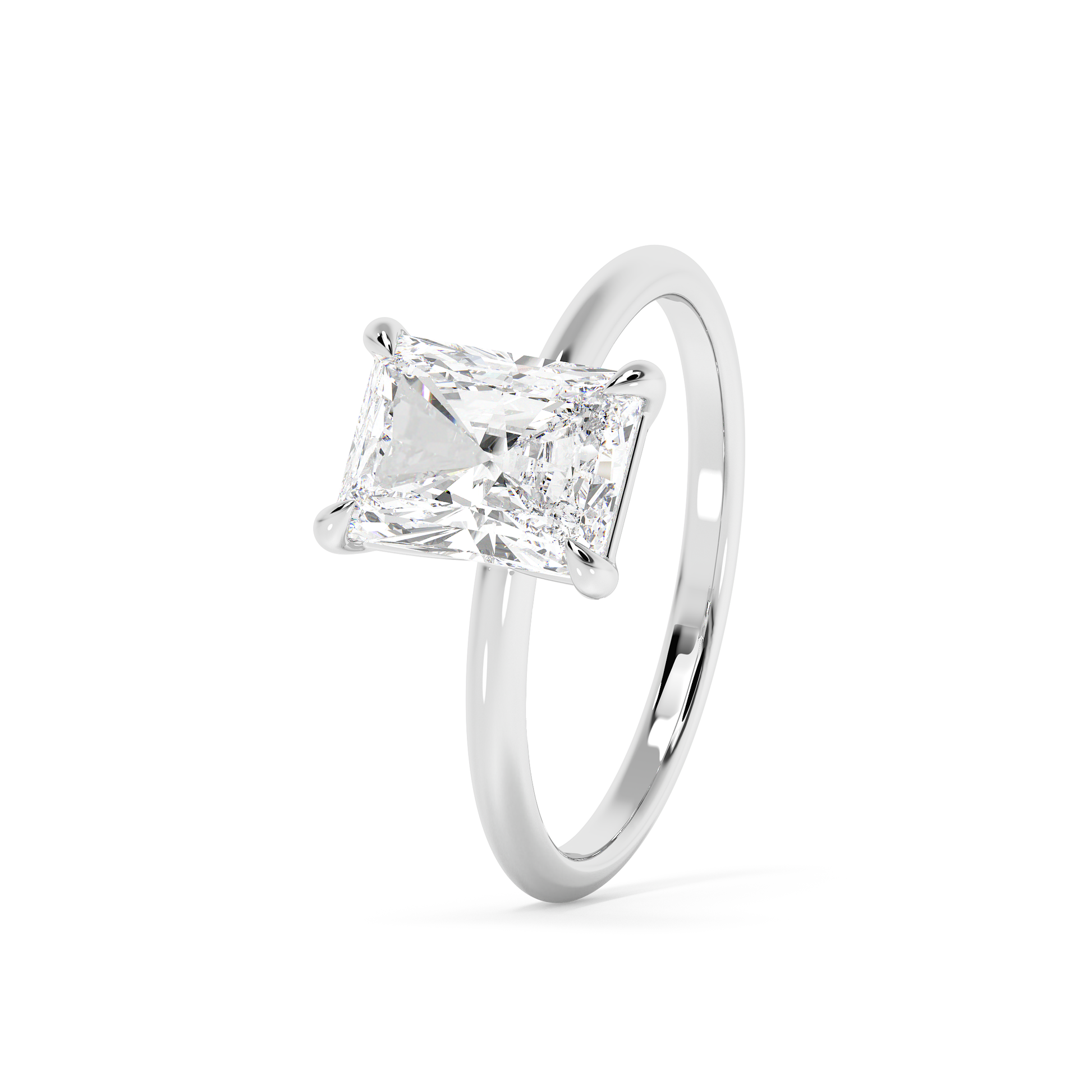 Emerald Solitaire Lab Grown Diamond Engagement Ring