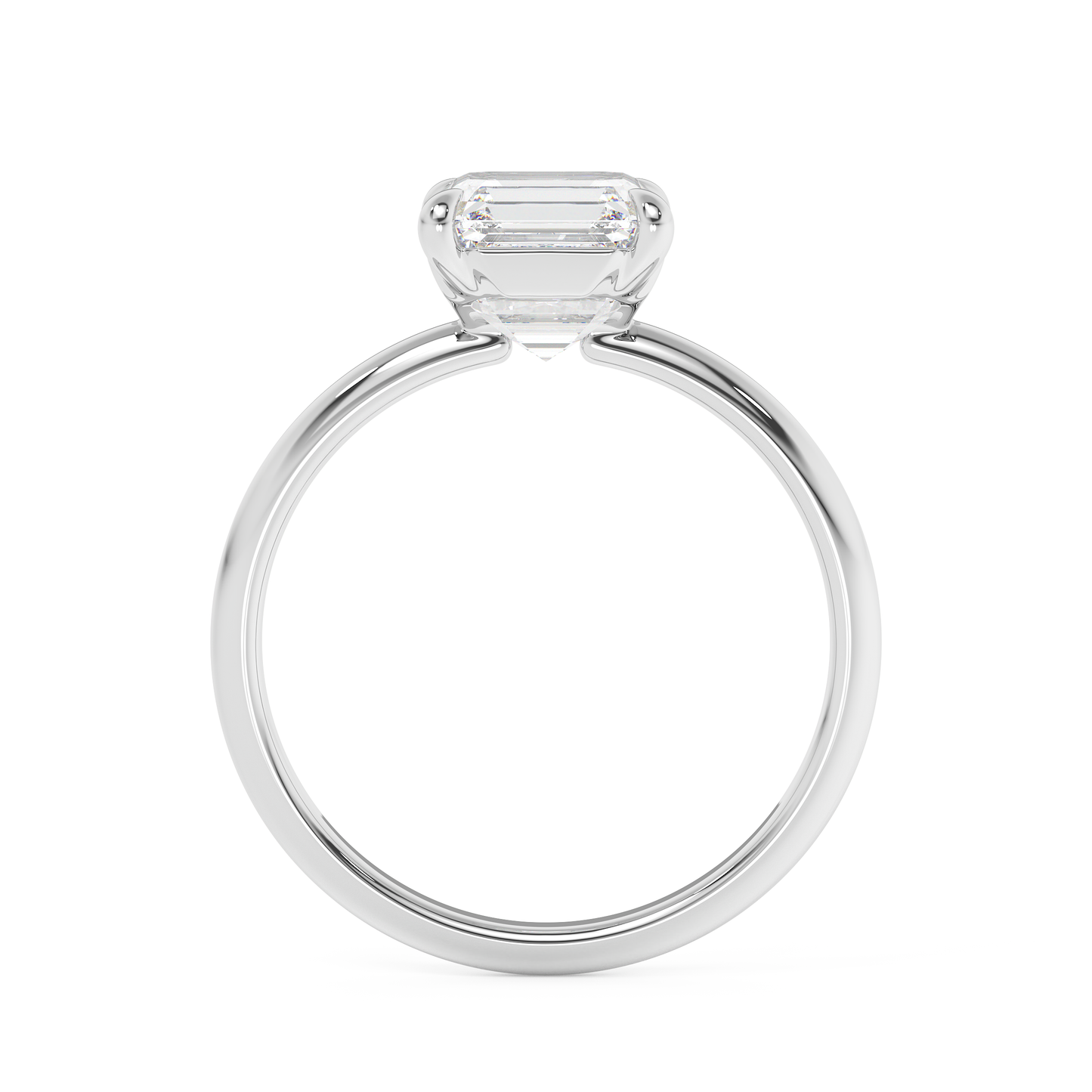 Emerald Solitaire Lab Grown Diamond Engagement Ring